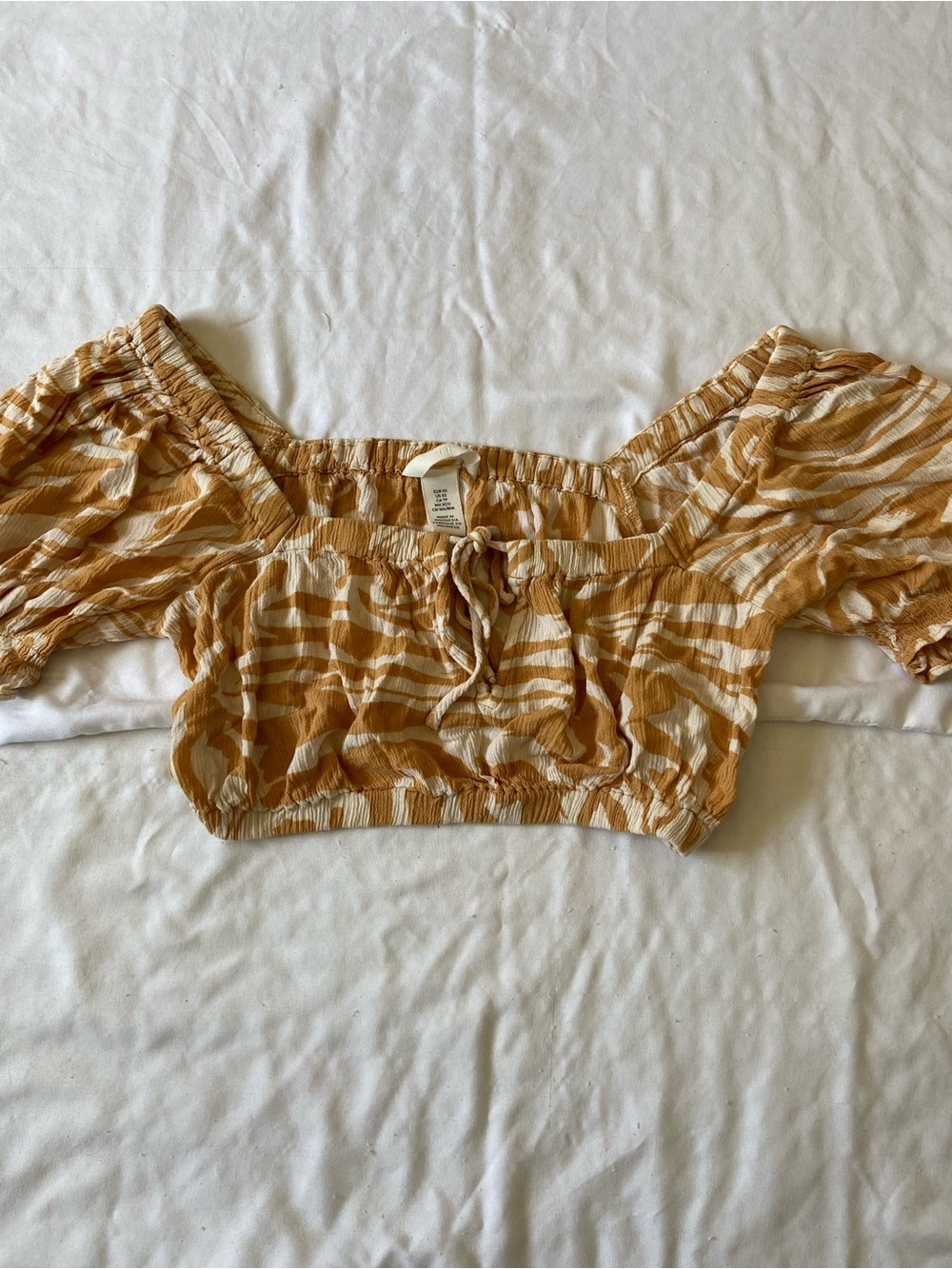 J. Crew Mustard and Cream Off-Shoulder Striped Crop Top